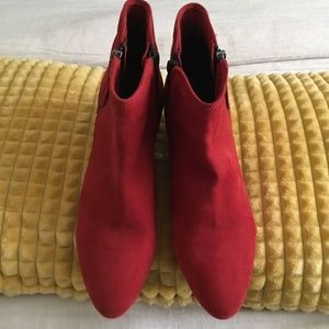 Red Suede Booties Size 8.5